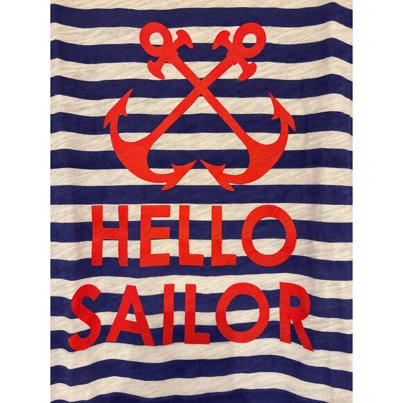 MACBETH COLLECTION by Margaret Josephs Hello Sailor Blue Striped Crewneck Tee M - Picture 3 of 5